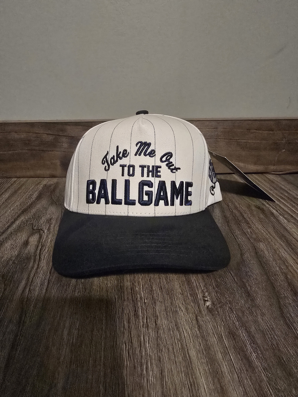 Take Me Out to the Ballgame White and Black Baseball Cap
